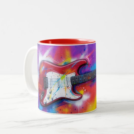 E-Gitarre Graffiti Style Kunst Tasse (Vorderseite Links)