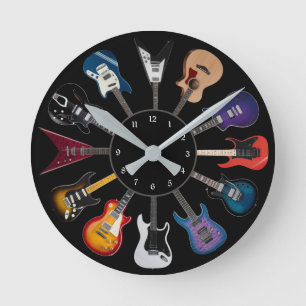 E-Gitarre Kreis Schwarz Runde Wanduhr
