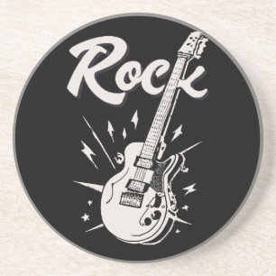 E-Gitarre mit Rock-Schriftzug Getränkeuntersetzer