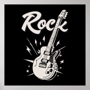 E-Gitarre mit Rock-Wort Poster