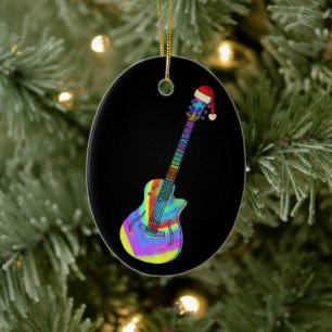 E-Gitarre Psychedelischer Weihnachtsmann Keramik Ornament