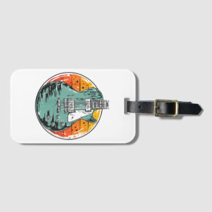 E-Gitarre Retro Sonnenuntergang Vintage Musikband  Gepäckanhänger