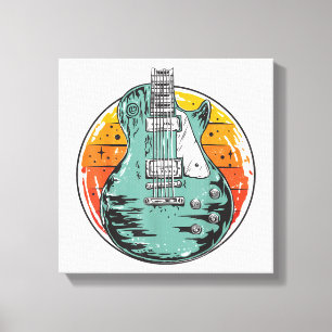 E-Gitarre Retro Sonnenuntergang Vintage Musikband  Leinwanddruck