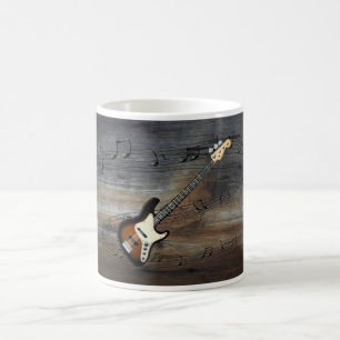 E-Gitarre~Tonleiter ~Holzverkleidung aus Scheunenh Kaffeetasse