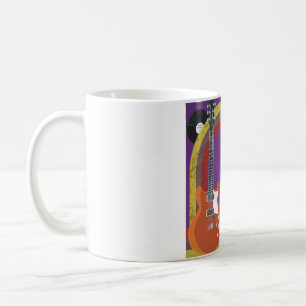 E-Gitarre und Vinyl-Schallplatten Vintage-Musik Kaffeetasse