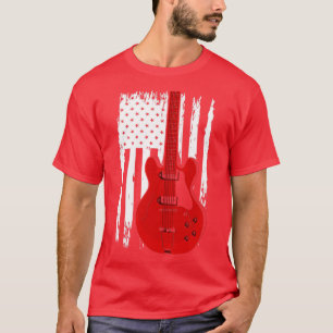 E-Gitarre US-Flagge Musiker Gitarrist T-Shirt