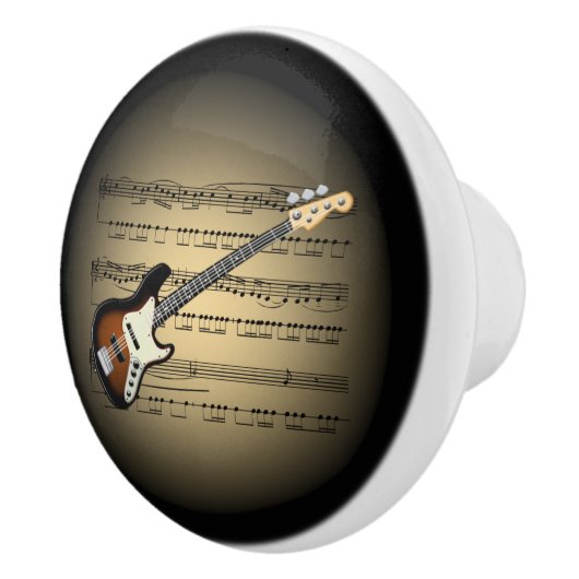 E-Gitarren-3-D Goldkugel ~ Noten ~ * ~ Keramikknauf (Rechts)