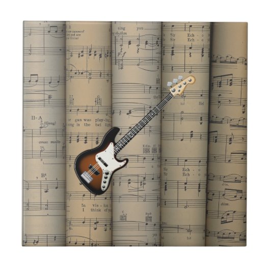 E-Gitarren-~ gerollter Notenen-Hintergrund Fliese (Vorderseite)