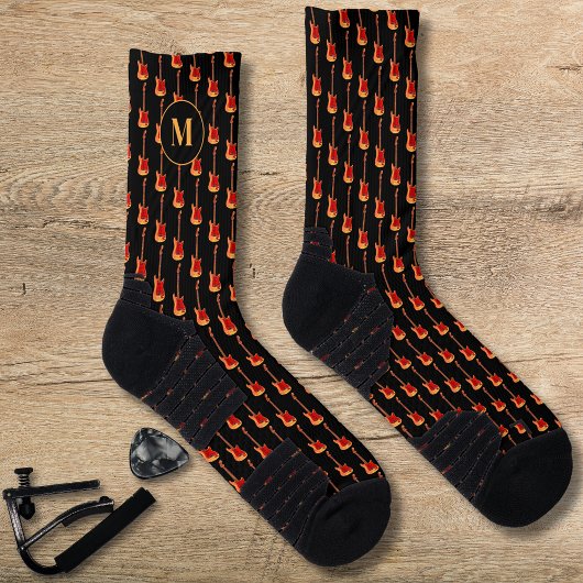 E-Gitarren Muster Monogramm Socken