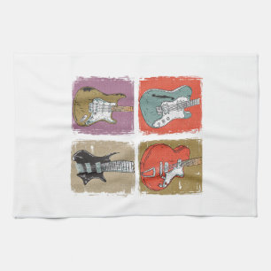 E-Gitarren-Sammlung Band Gitarrist Vintage  Geschirrtuch