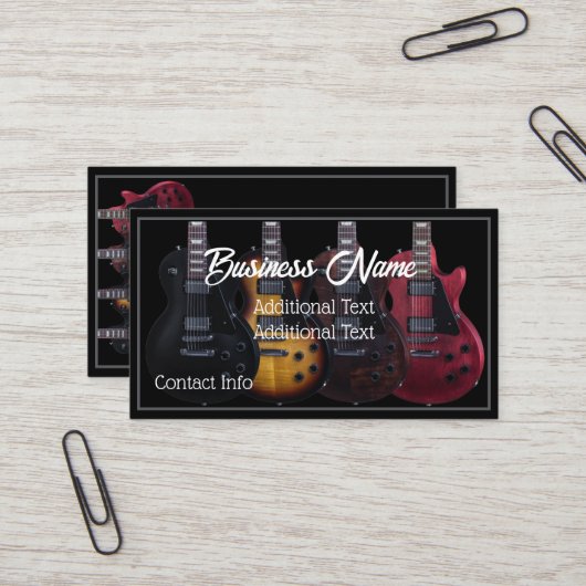 E-Gitarren Schwarz Visitenkarte (Vorderseite/Rückseite Beispiel)