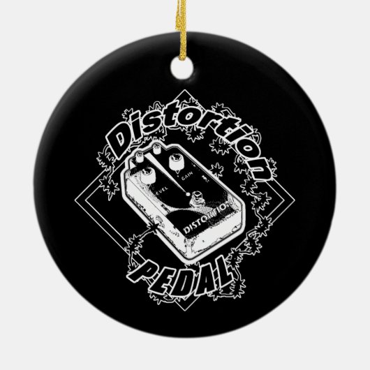 E-Gitarren-Verzerrungs-Pedal - Schwarzes u. Weiß Keramik Ornament (Hinten)
