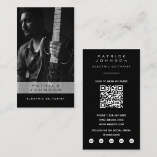 E-Gitarrist Musiker Foto QR-Code Visitenkarte