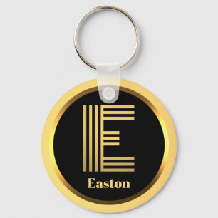 E Gold Mit Monogramm Letter Personalisiert Schlüss Schlüsselanhänger