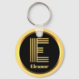 E Gold Mit Monogramm Letter Personalisiert Schlüss Schlüsselanhänger