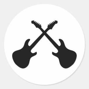E Guitars Crossed Runder Aufkleber