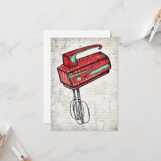 E-Hand-Mixer Grußkarte Karte (Vorderseite/Rückseite Beispiel)