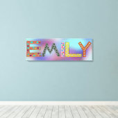 E-ILY farbige Buchstaben Mädchennamensdesign Leinwanddruck (Insitu (Holzboden))
