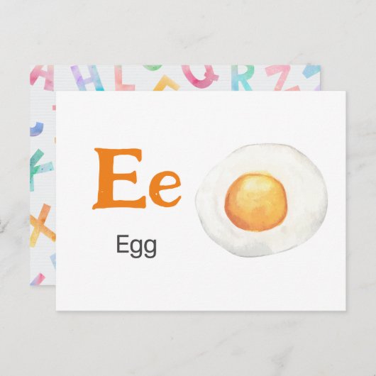 E ist für Egg - Alphabet Flash Card Postkarte (Vorne/Hinten)