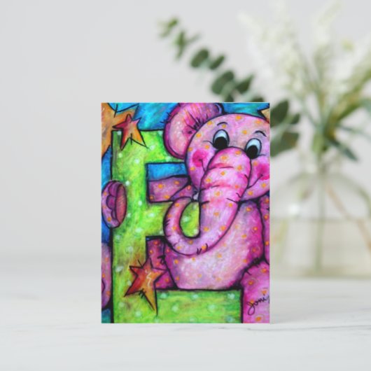 E ist für Elephant Postkarte (Stehend Vorderseite)