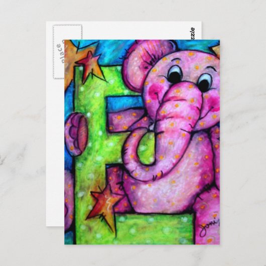 E ist für Elephant Postkarte (Vorne/Hinten)
