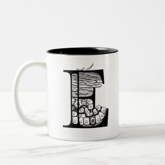 E ist für Epidermis (Tasse) Zweifarbige Tasse (Links)