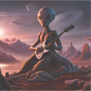E.J. Gold Extraterrestrische Gitarre Player Vinyl Aufkleber