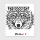E.J. Gold Wolf Gesichter entfernt Vinyl Aufkleber (Blatt)