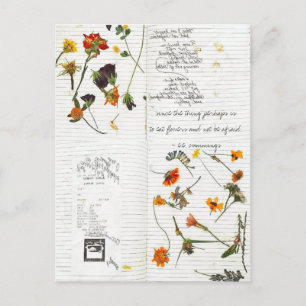 e. Kummings drückte Blume kursiv Tagebuch Postkarte