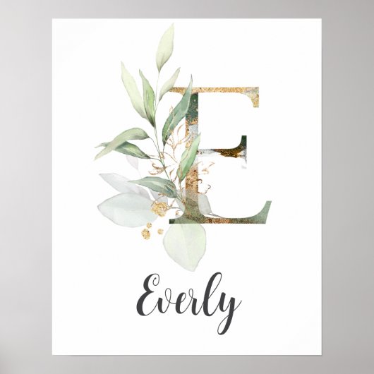 E Letter Monogram Greenerity Kinderzimmer Name Wal Poster (Vorne)