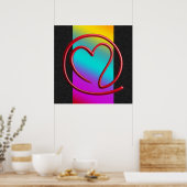 e m i l l 4 y u u | Feuerrot, linear farbig Poster (Küche)