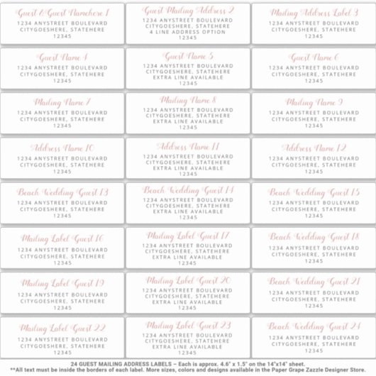 E-Mail-Adresse für Wedding Gast Aufkleber Pink Gra (Vorderseite)