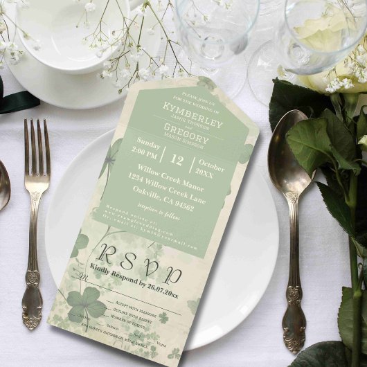 E-Mail für botanische Vierblättriges Kleeblatt grü All In One Einladung