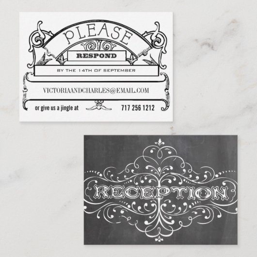 E-Mail- oder Telefonkarten für die Chalkboard-Antw Begleitkarte (Vorne/Hinten)