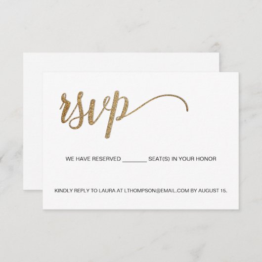 E-Mail UAWG Custom QR reservierte Plätze Gold RSVP Karte (Vorne/Hinten)