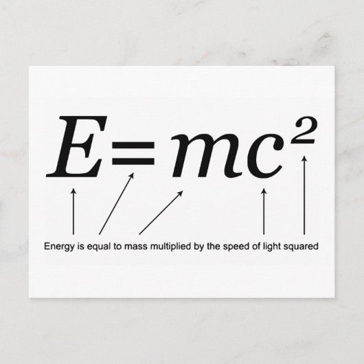 E=MC2 Einsteins Relativitätstheorie Postkarte (Vorderseite)