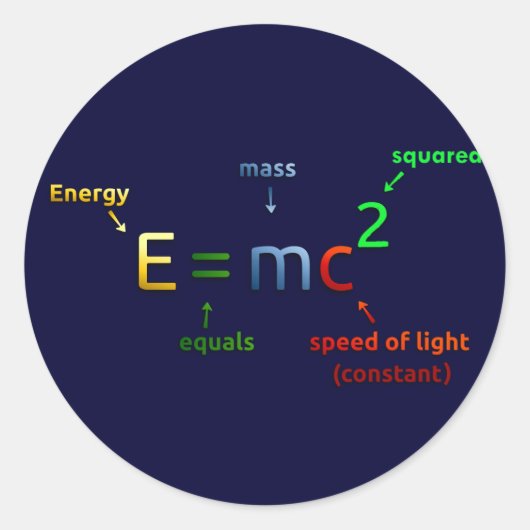 E = MC-2. E equals MC Squared Runder Aufkleber (Vorderseite)