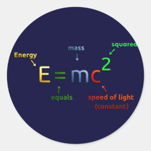 E = MC-2. E equals MC Squared Runder Aufkleber