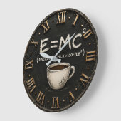 E = MC² Coffee Funny Science Coffee Lover Decor Große Wanduhr (Winkel)