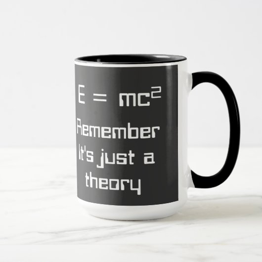 E=mc ². Einsteins Theorie der Relativität auf Tasse (Rechts)