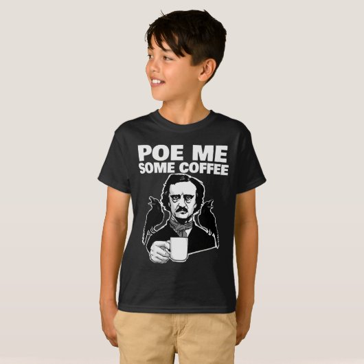 E Me Some Coffee Funny Edgar Allan E Pun T-Shirt (Vorne ganz)