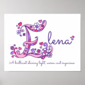E monogram art Elena girls name meint poster (Vorne)