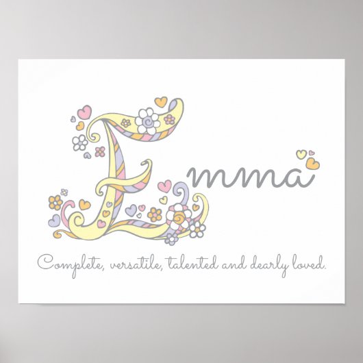 E monogram art Emma girls name meint poster (Vorne)