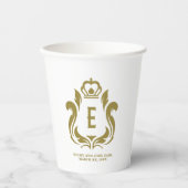 E Monogram Gold Wappen Mit Monogramm Pappbecher (Vorderseite)