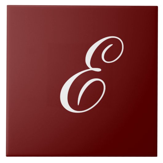 E Monogram Initial White on Maroon Fliese (Vorderseite)