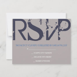 E Monogram Initials Bar Bat Mitzvah Reply Card RSVP Karte