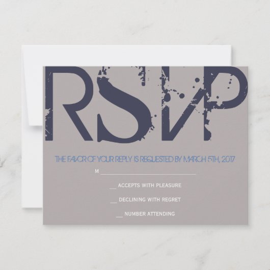 E Monogram Initials Bar Bat Mitzvah Reply Card RSVP Karte (Vorderseite)