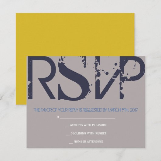 E Monogram Initials Bar Bat Mitzvah Reply Card RSVP Karte (Vorne/Hinten)