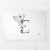 'E' Monogram Schöne gezeichnete Blumenhochzeit Dreifach Gefaltete Einladung (Cover)