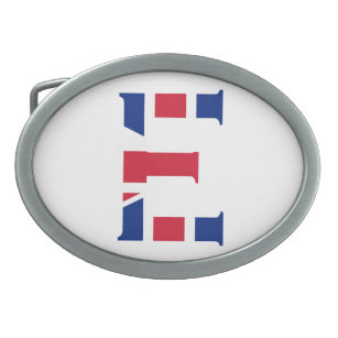 E Monogram überlagert sich auf der Flagge der Unio Ovale Gürtelschnalle